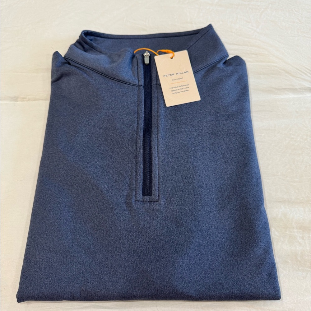 NWT Peter Millar Navy Quarter-Zip Pullover